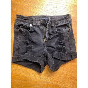Stylish Black Distressed Denim Shorts